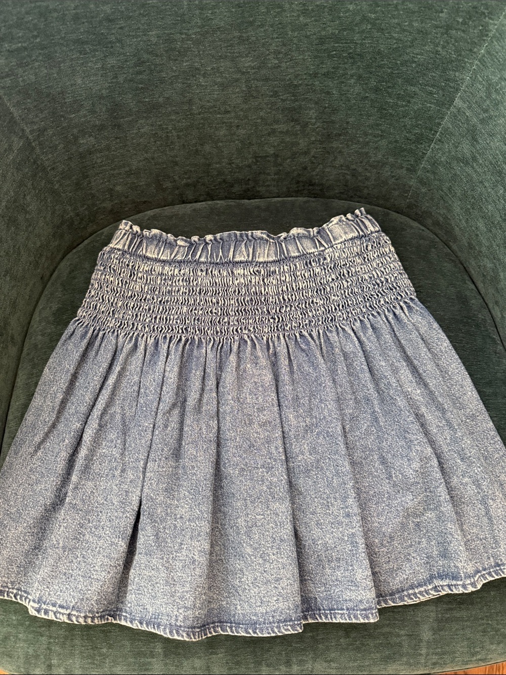 GB girls Blue Smocked Waist Denim-Look Mini Skirt